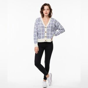 Cozy Women's Lavender and Cream Cardigan